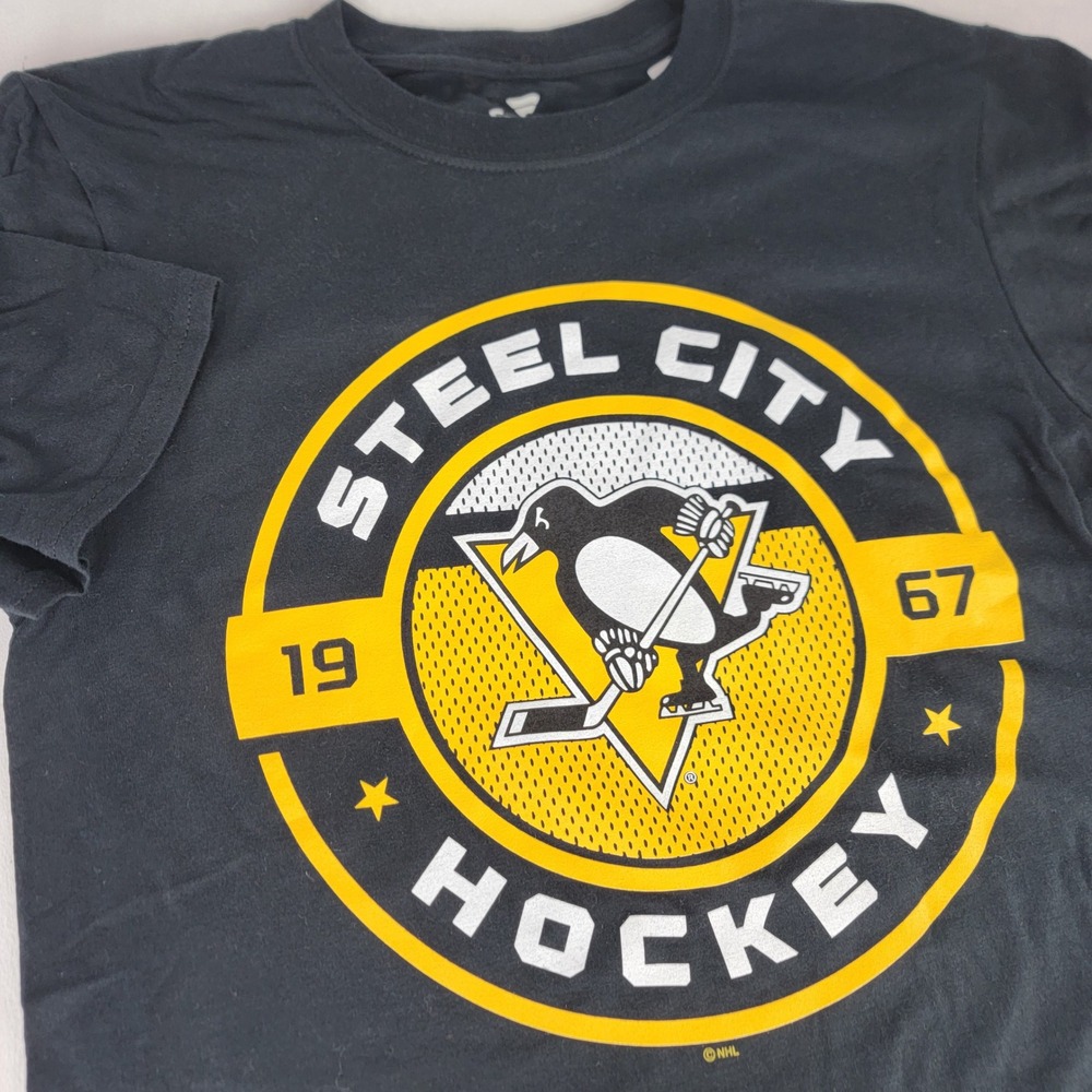 Fanatics Pittsburgh Penguins Steel City Hockey T-Shirt Mens Small Black NHL Tee